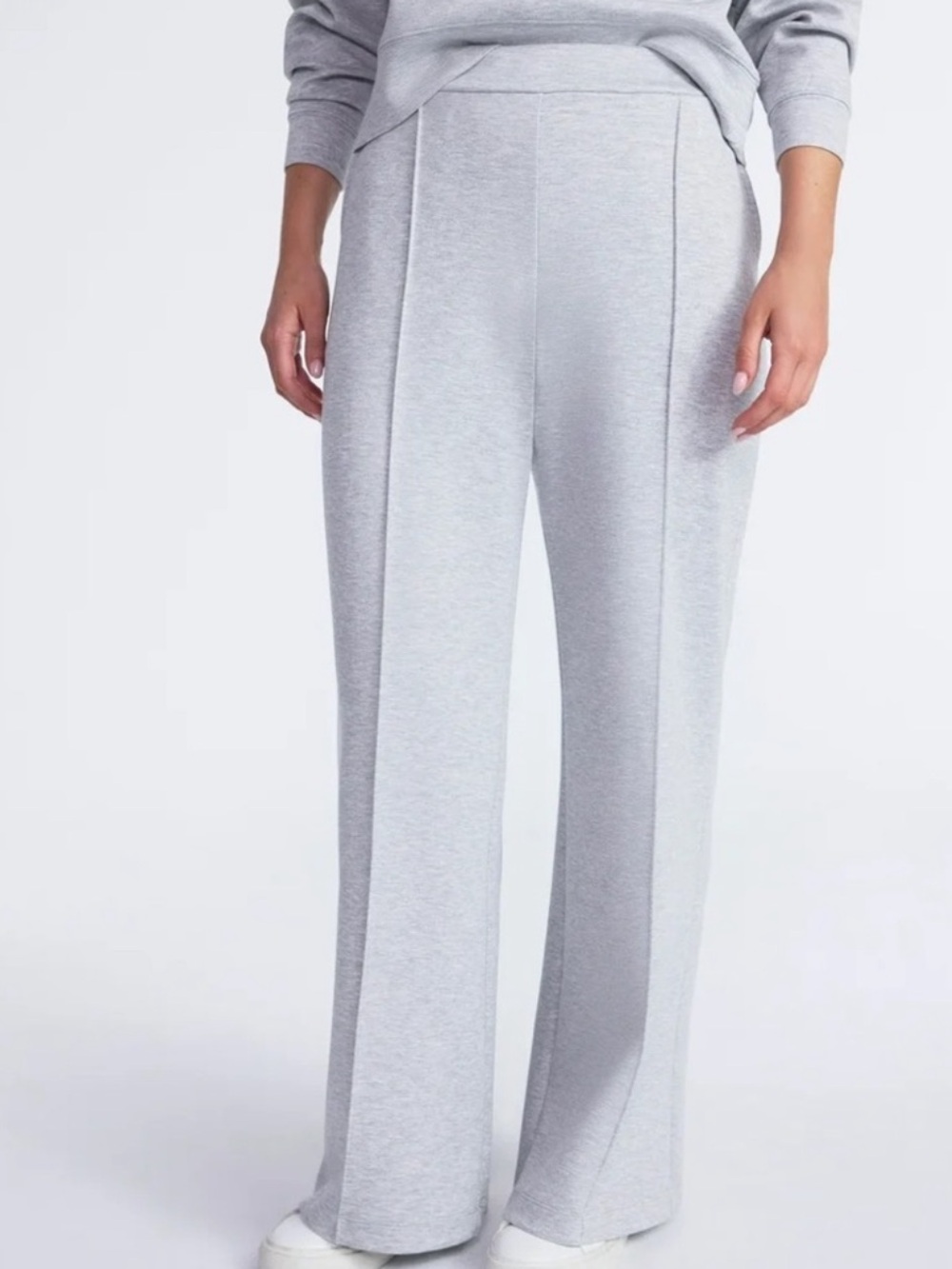 Scoop Women’s Scubaknit High Rise Seamed Heather Grey Trouser Sweatpants
